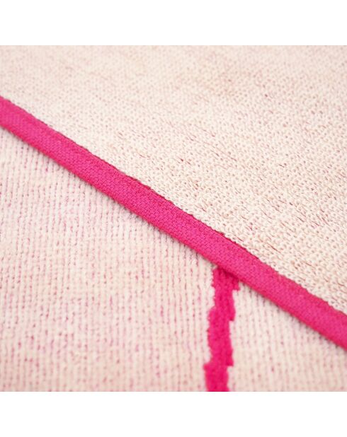 Serviette de plage éponge velours Jacquard rose - 90x170 cm