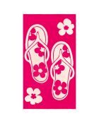 Serviette de plage éponge velours Jacquard rose - 90x170 cm