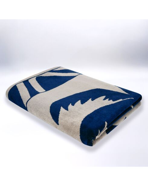 Serviette de plage éponge velours Jacquard beige - 90x170 cm