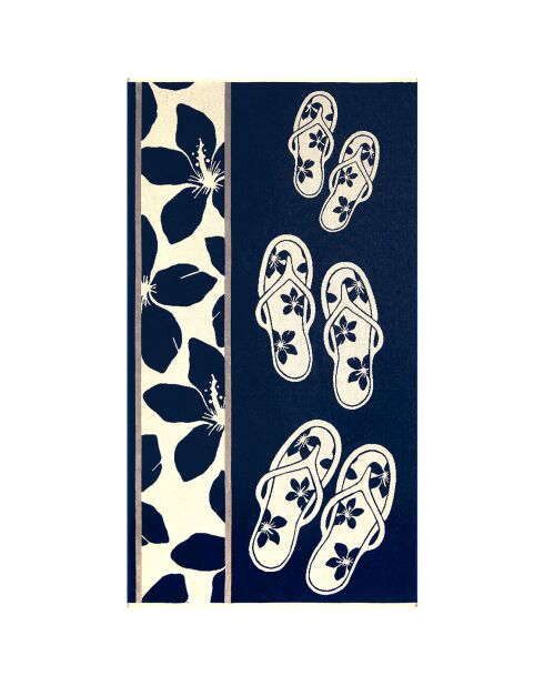 Badstof strandlaken van blauw jacquard fluweel - 90x170 cm