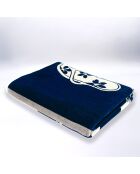 Serviette de plage éponge velours Jacquard bleue - 90x170 cm