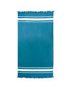 Fouta doublée éponge Caraibes bleue - 90x170 cm
