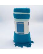 Fouta doublée éponge Caraibes bleue - 90x170 cm