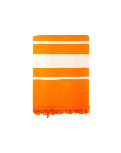 Fouta doublée éponge Caraibes orange - 90x170 cm