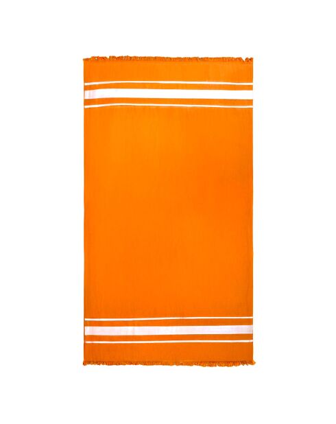 Fouta doublée éponge Caraibes orange - 90x170 cm