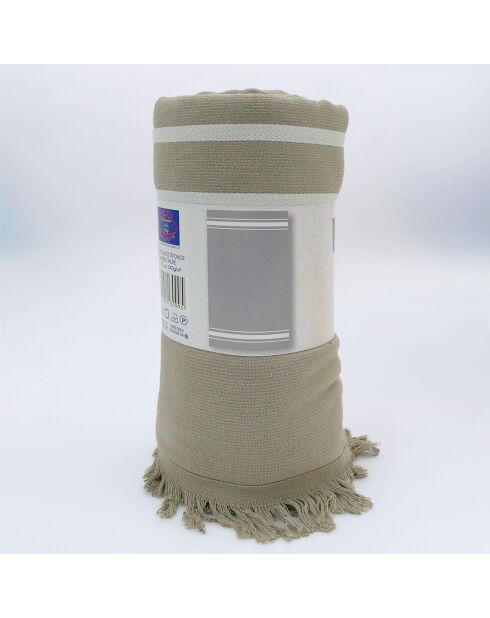 Karibischer Schwamm mit Fouta-Futter, 90 x 170 cm, beigefarben