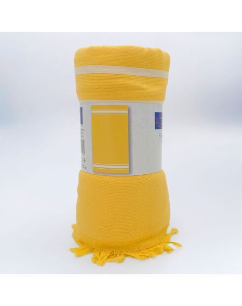 gelber karibischer Schwamm mit Fouta-Futter - 90x170 cm