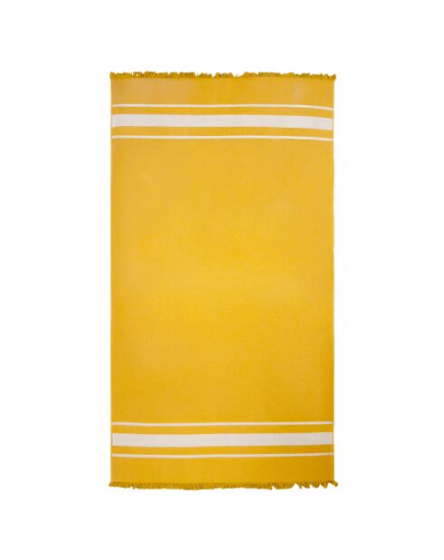 Fouta doublée éponge Caraibes jaune - 90x170 cm