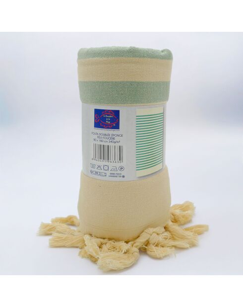 Fouta-gefütterter grüner Fiji-Schwamm - 90x160 cm