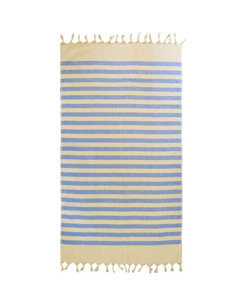 Fouta gevoerde Fidji blauwe spons - 90x160 cm