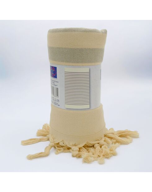 Fouta gevoerde beige Fidji-spons - 90x160 cm