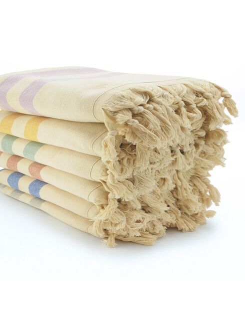 Fouta doublée éponge Fidji marron - 90x160 cm