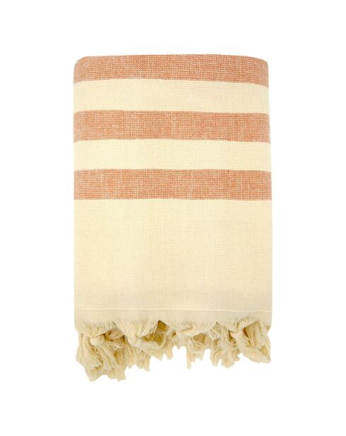 Fouta doublée éponge Fidji marron - 90x160 cm