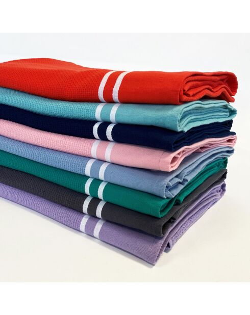 Weißer Waffelschwamm mit Fouta-Futter, 90 x 170 cm