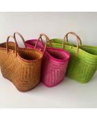 Panier artisanal de plage fibres naturelles Aravola marron - 55x25x30 cm