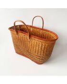 Panier artisanal de plage fibres naturelles Aravola marron - 55x25x30 cm