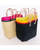 Handgemaakte strandmand van natuurlijke vezels Tamatave roze - 40x25x40 cm