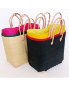 Handgefertigter Strandkorb aus Naturfasern Tamatave schwarz - 40x25x40 cm