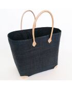 Handgefertigter Strandkorb aus Naturfasern Tamatave schwarz - 40x25x40 cm