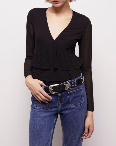 Ceinture en Cuir large noire