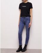 Ceinture en Cuir avec tressage et oeillets métalliques noire