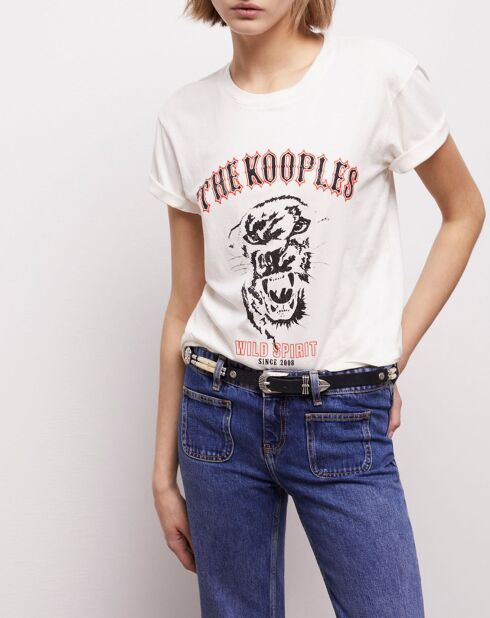 Ceinture fine en Cuir écrue