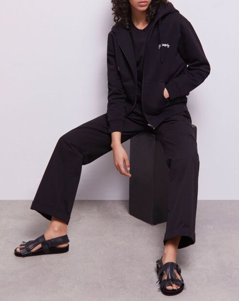 Sandales en Cuir à franges noires