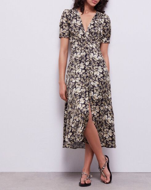 Sandales plates en Cuir python beiges