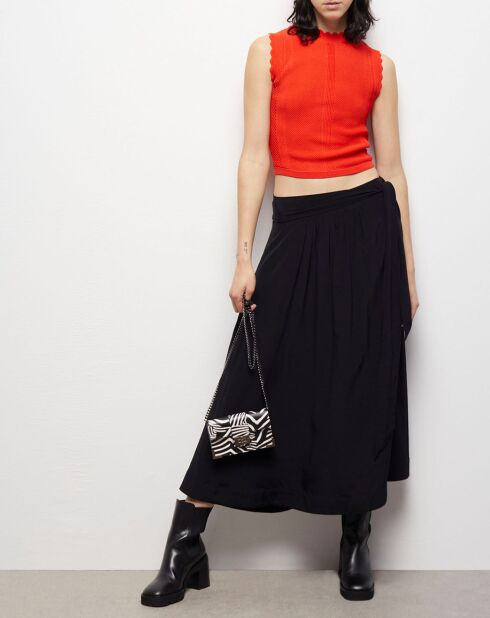 Pochette en Cuir bimatière Emily S zèbre noire - 10x16.5x2 cm