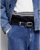 Ceinture fine en Cuir avec boucle rectangulaire noire
