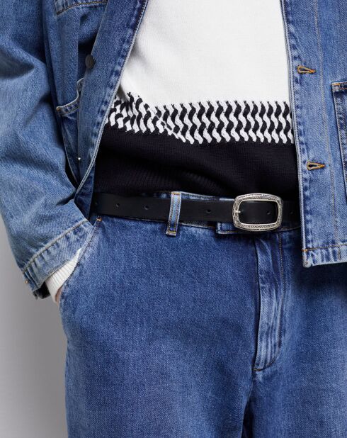 Ceinture fine en Cuir avec boucle rectangulaire noire