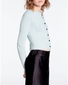 Cardigan court tricoté bleu