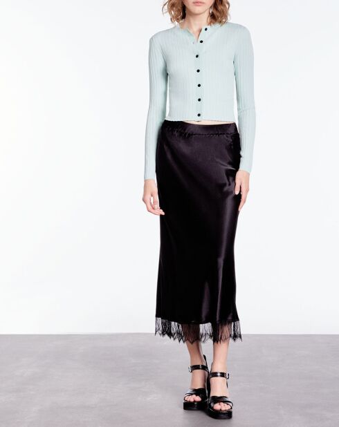 Cardigan court tricoté bleu