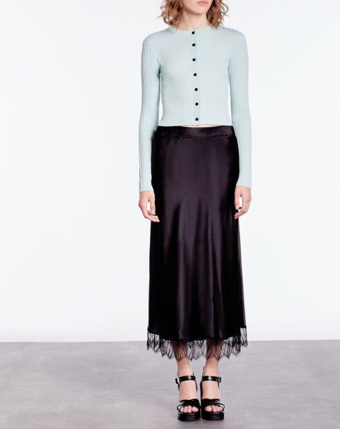 Cardigan court tricoté bleu
