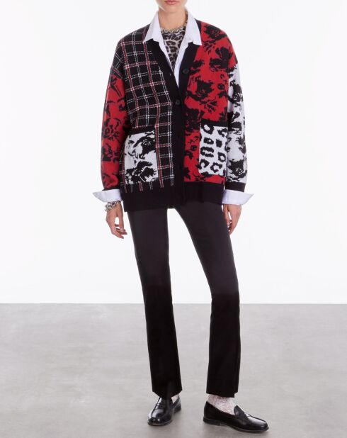 Cardigan en Laine mélangée avec patchwork noir