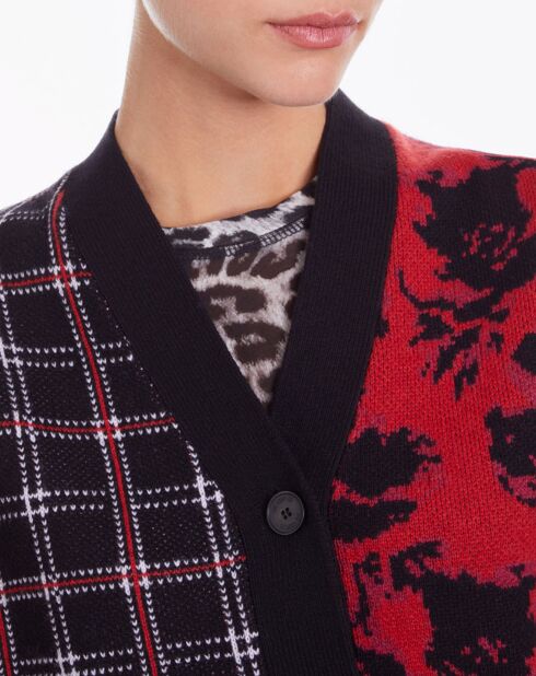Cardigan en Laine mélangée avec patchwork noir