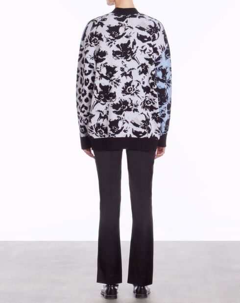 Cardigan en Laine mélangée avec patchwork bleu