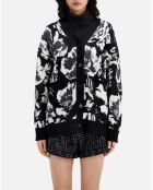 Cardigan en Laine mélangée à fleurs noir