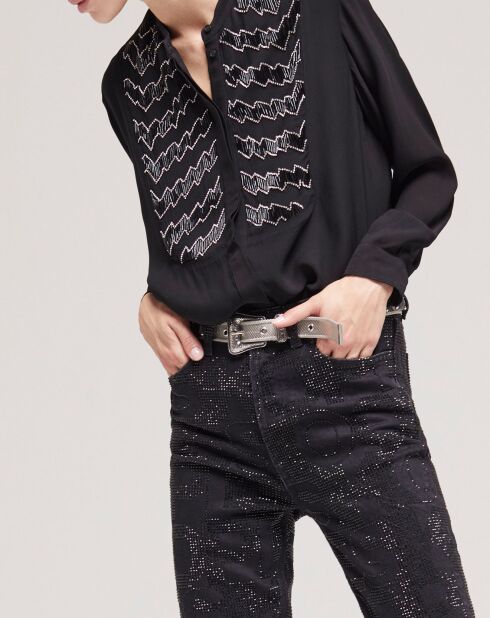 Chemise détails perles noire