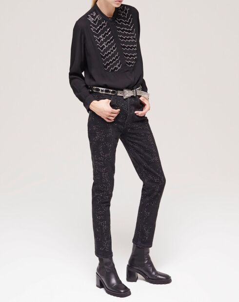 Chemise détails perles noire