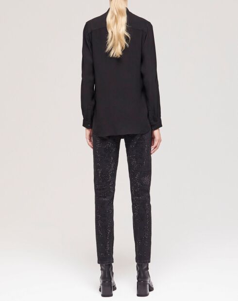 Chemise détails perles noire