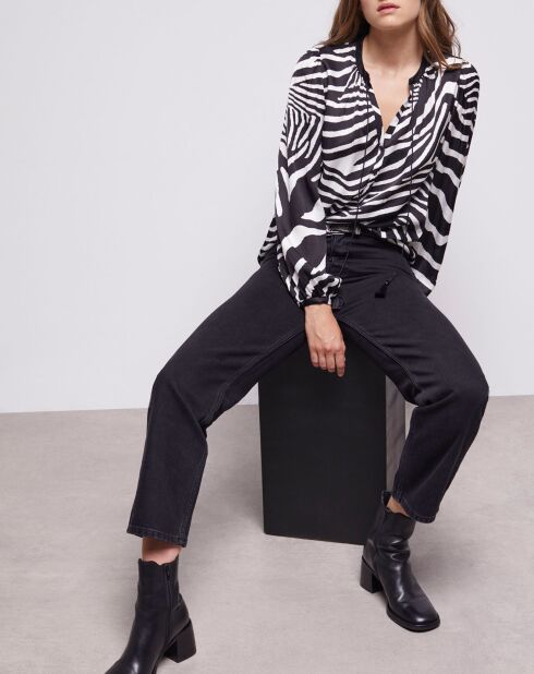 Chemisier imprimé zébré noir