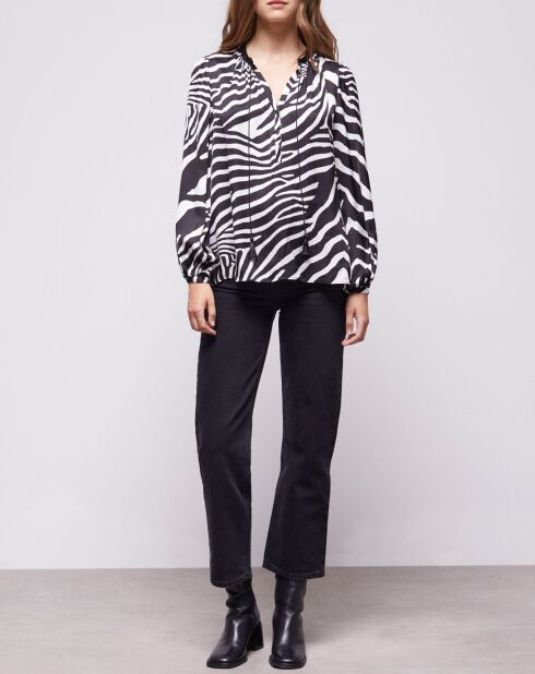 Chemisier imprimé zébré noir