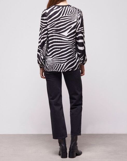 Chemisier imprimé zébré noir