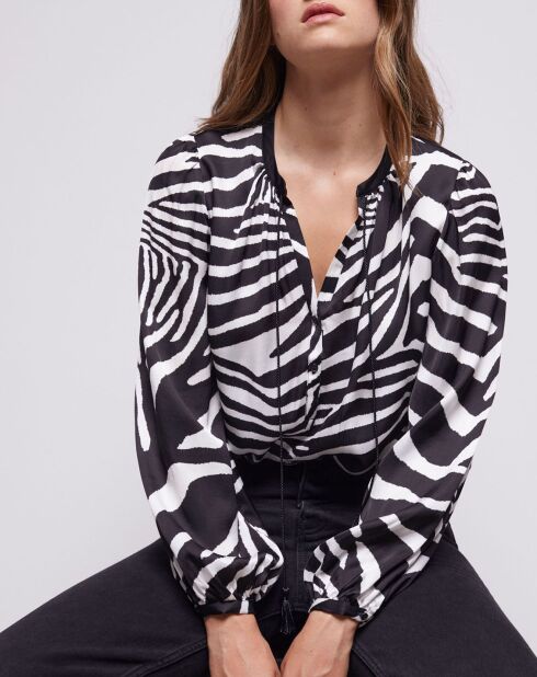 Chemisier imprimé zébré noir