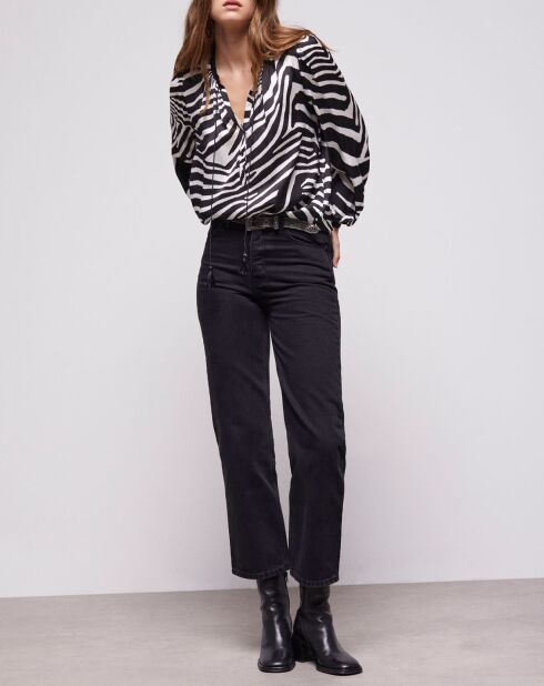 Chemisier imprimé zébré noir