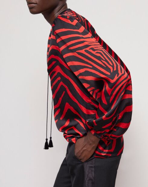 Chemisier imprimé zébré rouge