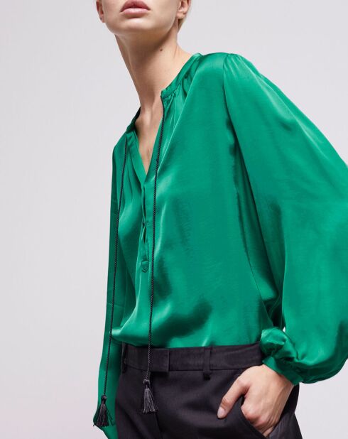 Chemise manches bouffantes verte