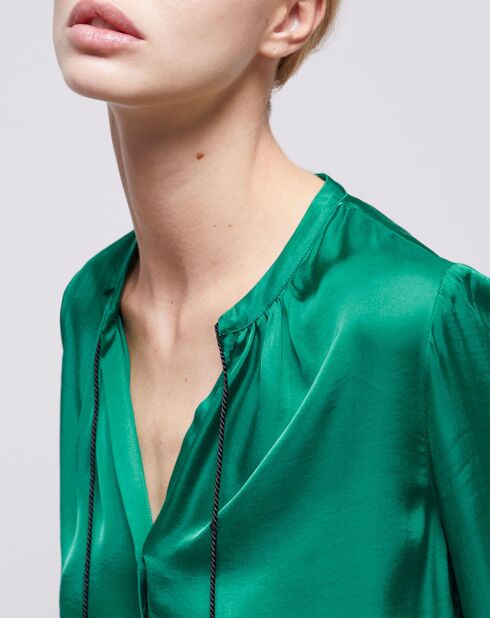 Chemise manches bouffantes verte