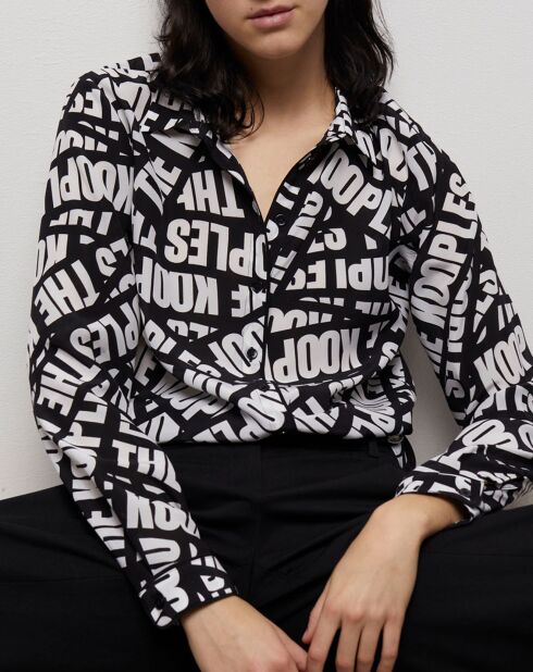 Chemise 100% Soie fluide avec logo Tape noire